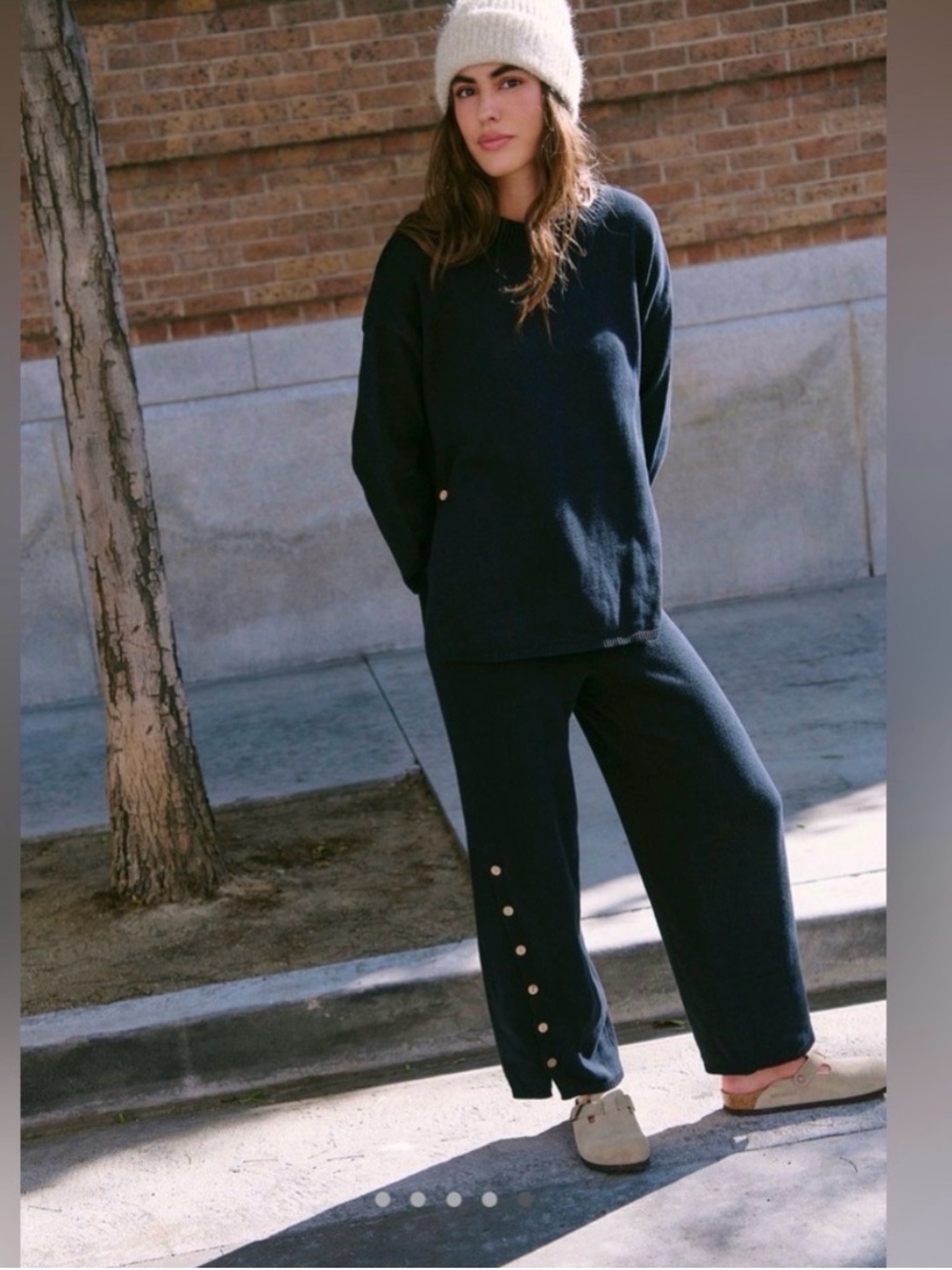 Free People Button Up Sweater Set in Black